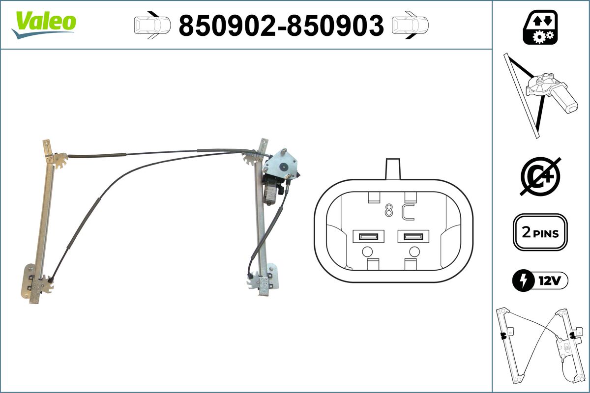 Стеклоподъемник - 850902 VALEO